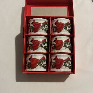 Vintage 1984 Lefton Ceramic Japan Cardinal Napkin Holders #03041 Set of 6 In Box